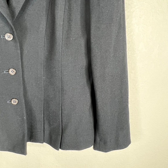 Diane Von Furstenberg Blazer Jacket Black Button Front Notch Lapel Crepe Career - Picture 4 of 15